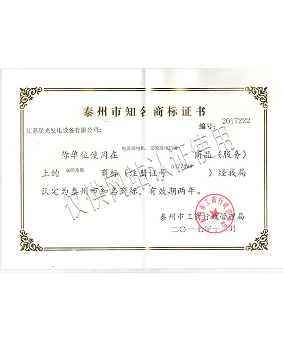 知名商標證書